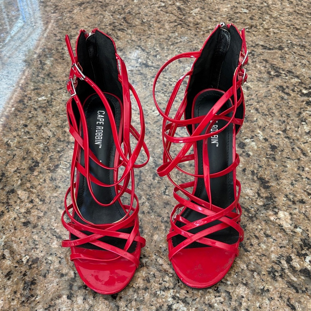 Cape Robbin Vibrant Red Strappy Heels